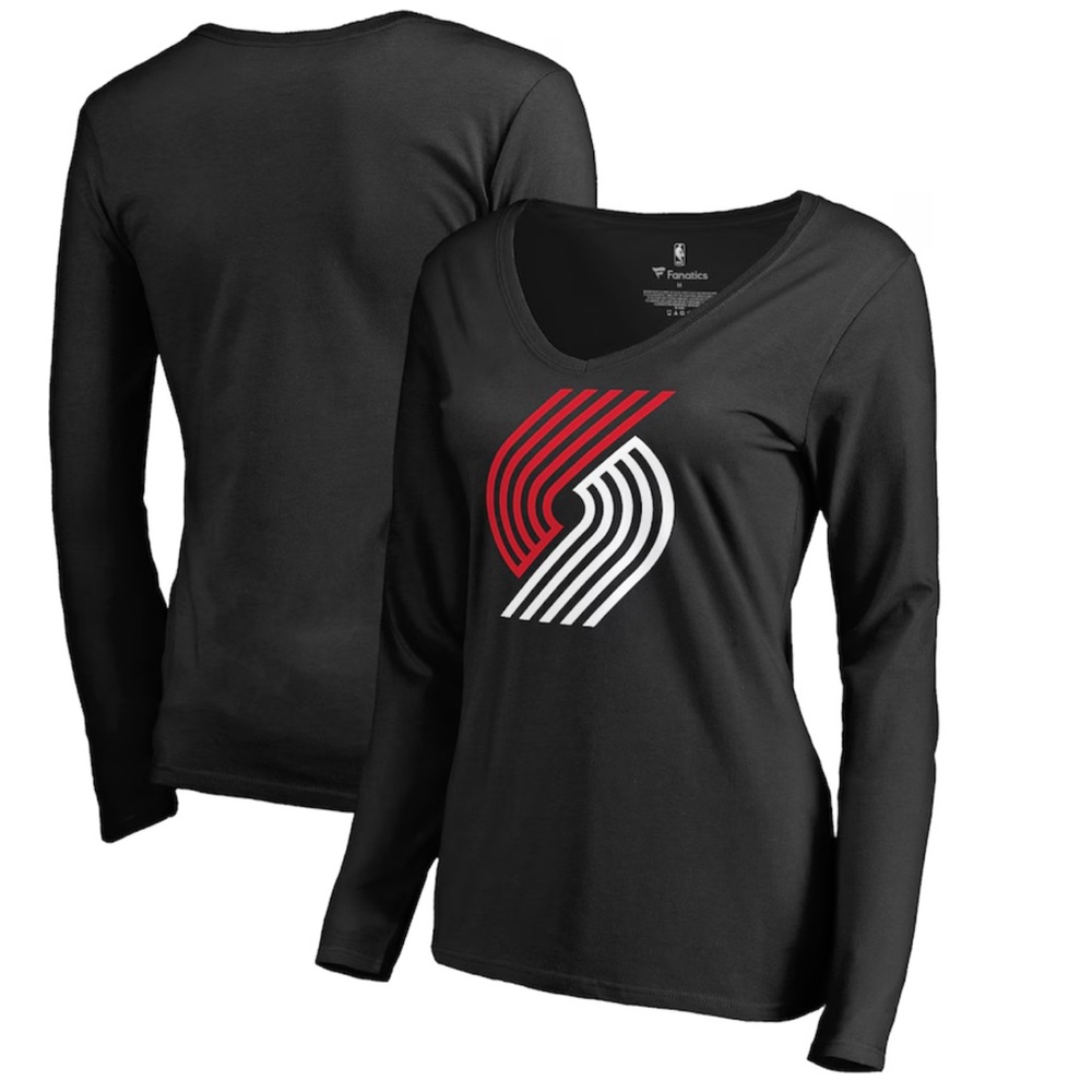 Portland Trail Blazers Women's Primary Logo V-Neck Long Sleeve